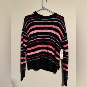 It's Our Time Y2K Black, Pink, and Red Striped Sweater Size Small
